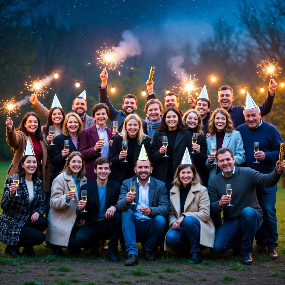 Año Nuevo en familia grande