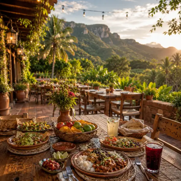 Restaurant in Malinalco with an outdoor table setting