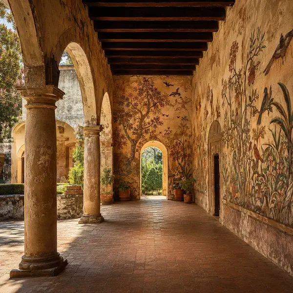 Colonial-era mural at the Augustinian Convent in Malinalco