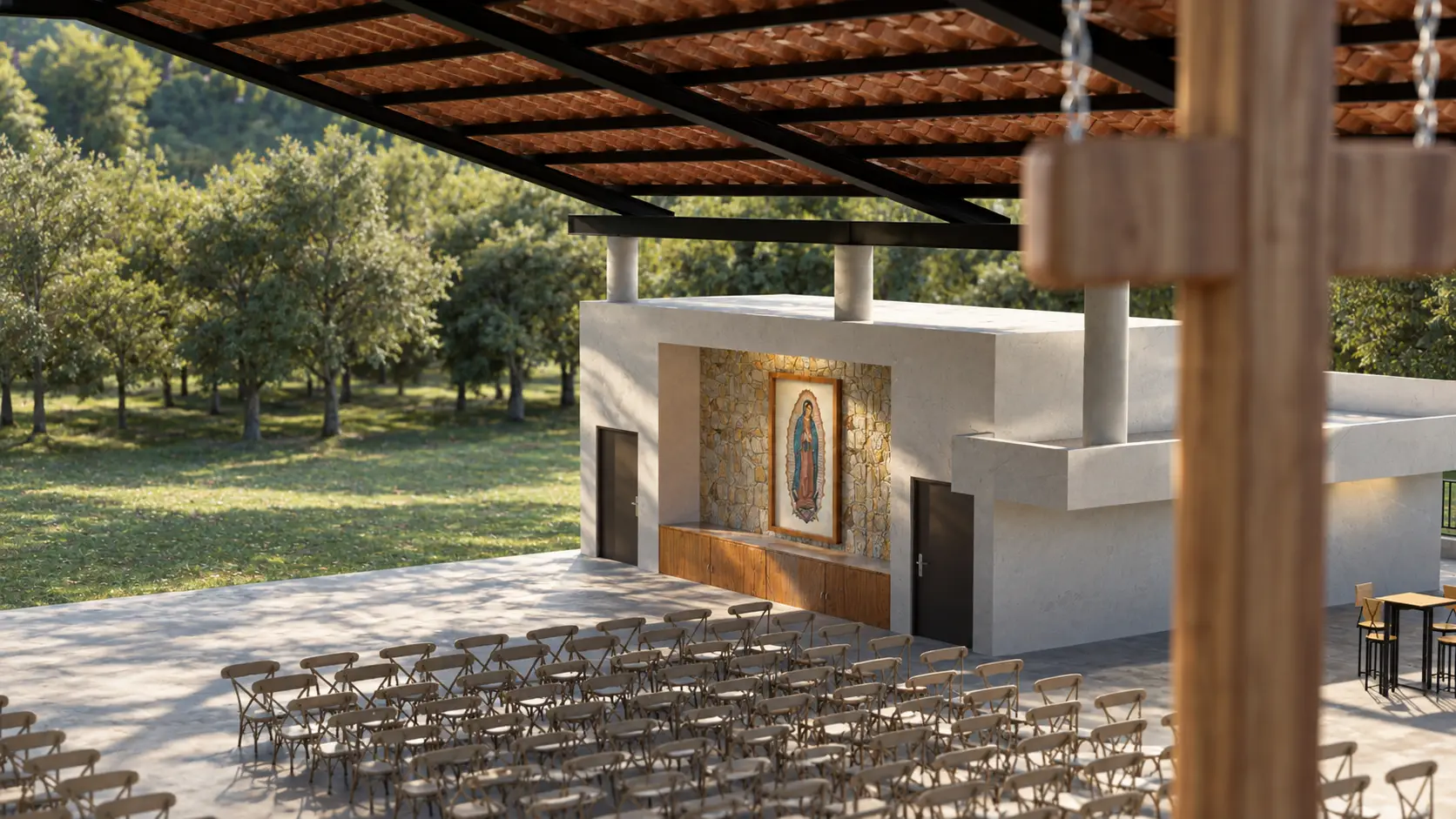 On site chapel for Catholic and Christian retreats in Malinalco